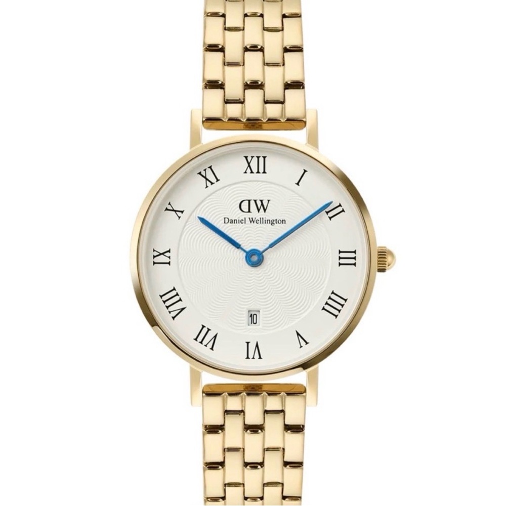 Daniel Wellington Petite Roman Numerals Date 5- Link Gold Watch